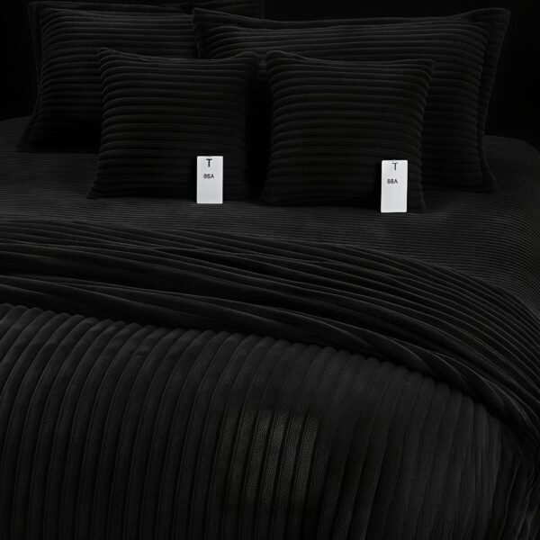 THAMA Stripes Warm King Size Bedsheet 5-Piece Set – Soft Farr Winter Bedsheet with Pillow Covers