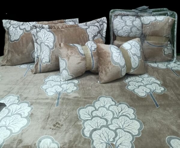 Exotica Ultra Premium King Size 5Pc Warm Bedding Set – Cozy Winter Bedsheet with Pillow Covers & Cushions