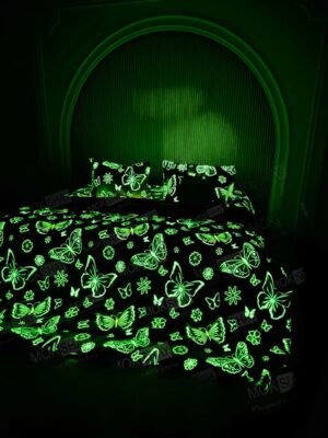 Glow in the Dark Rabbit Fur Winter Quilt 4 PC Bedding Set