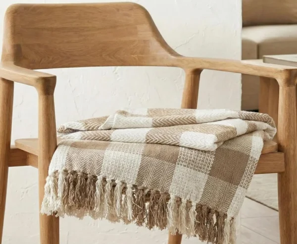 Zigzag Cotton Designer Chair & Sofa Throws with Side Lace