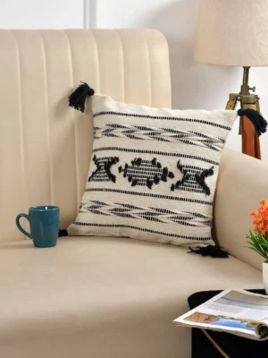 Boho Tufted & Embroidered Pure Cotton Cushion Covers - Set of 2