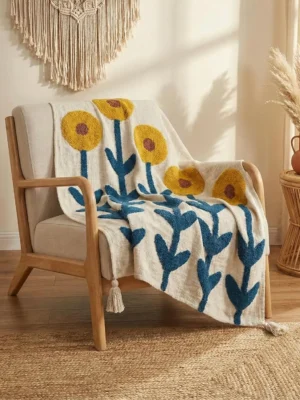 SNUG Hand Tufted Cotton Throw Blanket 50×60 Inches