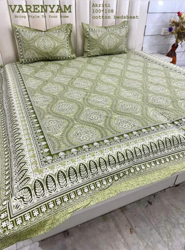 Akriti King Size Cotton Bedsheet 100x108 Inches with 2 Pillow Covers | Pure Cotton Bedsheet Set