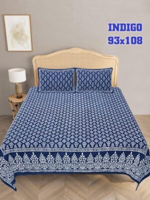 IMG-20260529-WA0118.jpg Indigo King Size Organic Cotton Bedsheet (93x108) – Pure Cotton Bedsheet Set with Pillow Covers