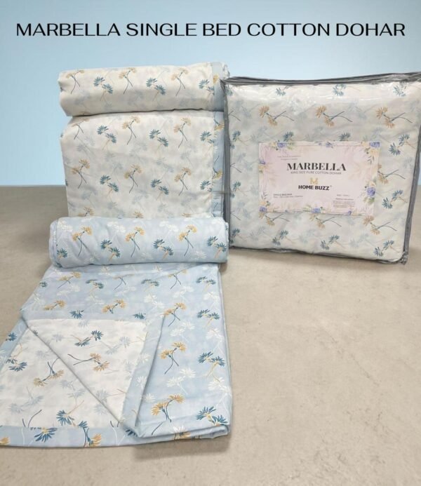 Marbella Pure Cotton Single Bed AC Dohar (Reversible) – Super Soft Lightweight Summer Blanket