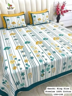 IMG-20260529-WA0531.jpg Sanchi King Size Pure Cotton Bedsheet (108x108) – Premium Cotton Bedding Set