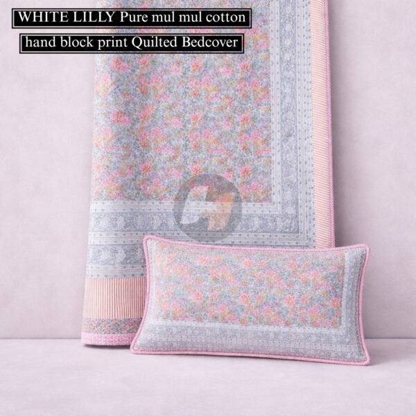 Whitelylily Pure Cotton Reversible Quilted Bedcover King Size | 3PC Luxury Bedspread Set