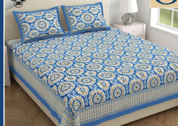 CLAY CRAFT King Size Pure Cotton Ikat Print Bedsheet Set (100x108 Inches) with 2 Pillow Covers CLAY CRAFT King Size Pure Cotton Ikat Print Bedsheet Set (100x108 Inches) with 2 Pillow Covers