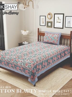 Mokshay Block Print Single Bed Bedsheet (60x90) – Organic Cotton Bedsheet Set (1+1) Mokshay Block Print Single Bed Bedsheet (60x90) – Organic Cotton Bedsheet Set (1+1)