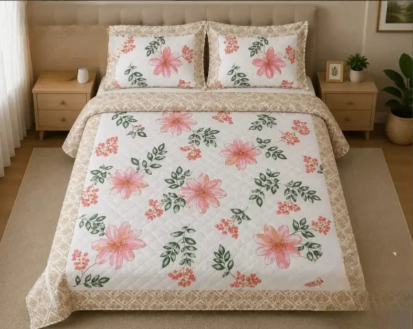 20260710_103331-1.webp Curvv Quilted Bedcover Set | Reversible Cotton Feel Glace Cotton Bedcover with 2 Pillow Covers