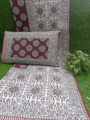 IMG-20260522-WA0385-1.webp Monarch Jaipuri King Size Pure Cotton Reversible Bedcover Set | Full Quilted Bedspread