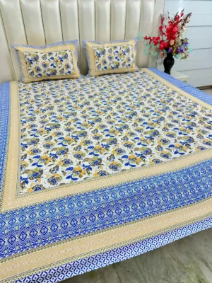 IMG-20260618-WA0133.webp Heritage Cotton King Size Bedsheet | Pure Cotton Designer Bedsheet Set