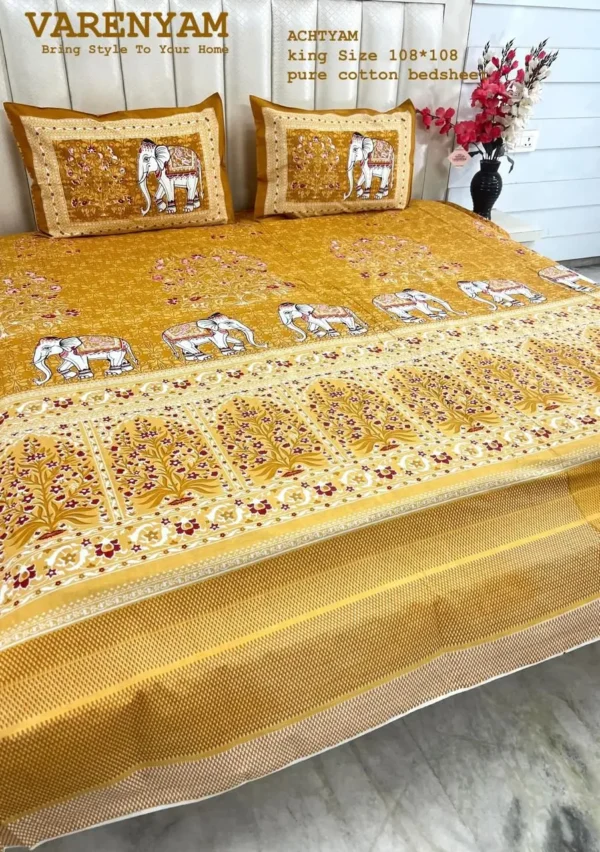 IMG-20260623-WA0120-1.webp ACHYTAM Pure Cotton King Size Bedsheet Set 110x110 | Premium Bedsheet with 2 Pillow Covers