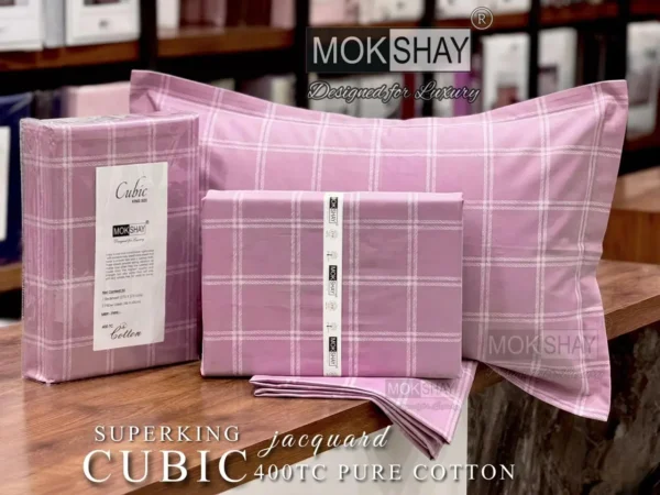 IMG-20260624-WA0109.webp Cubic Superking 400TC Pure Cotton Jacquard Bedsheet King Size Mokshay Premium Bedspread