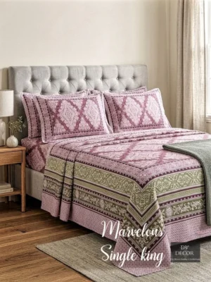 XXL Single King Pure Cotton Bedsheet Set | 72x100 Inches | Ethnic Print Bedding with 2 Pillow Covers