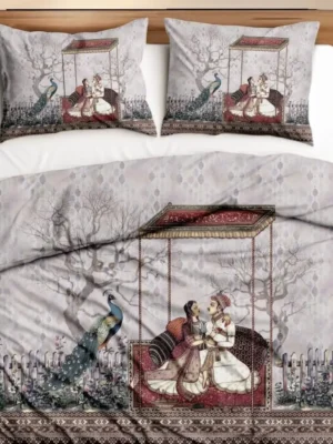 Digital World + Stardom King Size Pure Cotton Digital Print Bedsheet | 108x108 Inches | Panel Design