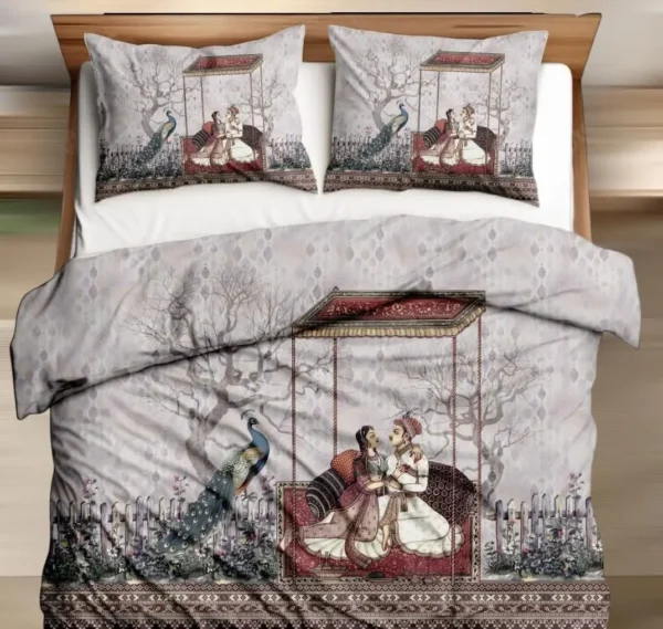IMG-20260703-WA0186-1-1.webp Digital World + Stardom King Size Pure Cotton Digital Print Bedsheet | 108x108 Inches | Panel Design