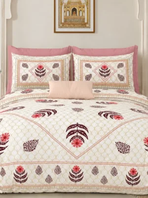Sanskriti 120x120 Super King Pure Cotton Bedsheet | Jumbo Joint-Free Premium Bedding Set