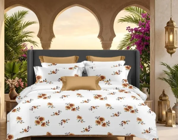 IMG-20260708-WA0123-1.webp Rosette XXXL Super King Size Pure Cotton Bedsheet Set | 120x120 Inches with 2 Pillow Covers